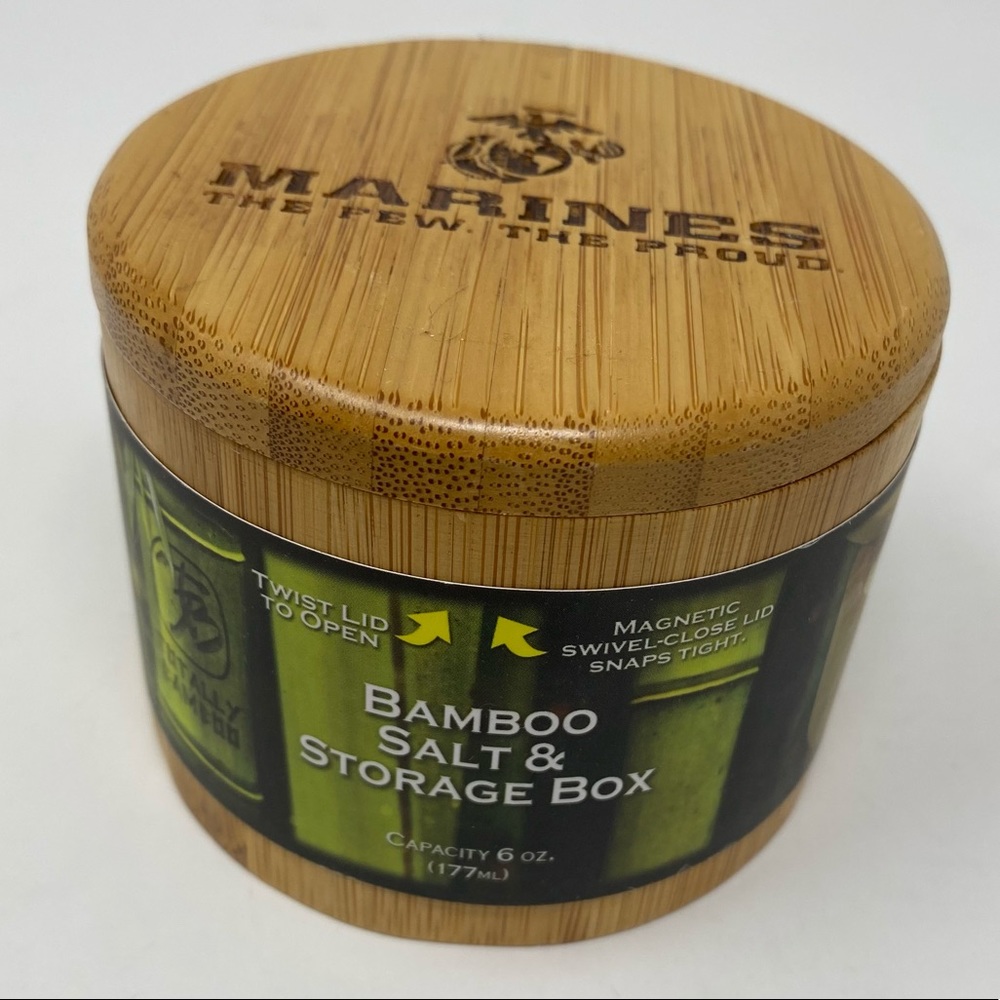 Totally Bamboo Salt Box U.S. Marines Bamboo Box - Picture 2 of 5